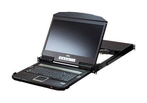 ATEN Consola LCD panorámica multiview dual rail con switch KVM integrado HDMI USB de 4 puertos - imagen 3