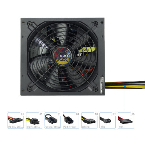 TooQ TQAPOLO-650SP unidad de fuente de alimentación 650 W 20+4 pin ATX ATX Negro - imagen 3