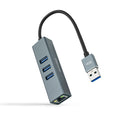 Nanocable Conversor USB 3.0 a Ethernet Gigabit + 3XUSB 3.0, Aluminio, Gris, 15 cm - imagen 1