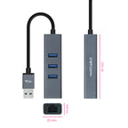 Nanocable Conversor USB 3.0 a Ethernet Gigabit + 3XUSB 3.0, Aluminio, Gris, 15 cm - imagen 2
