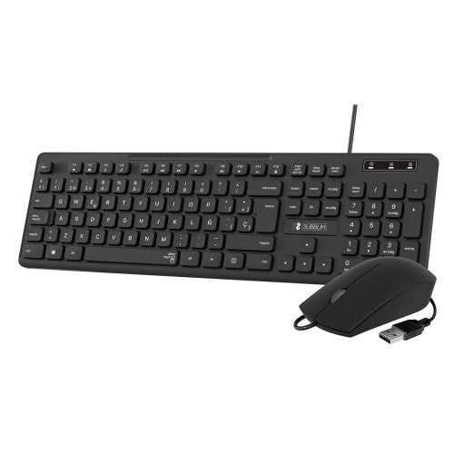 SUBBLIM Teclado Ergonómico y ratón Combo Business Slim Silencioso con cable USB - imagen 1