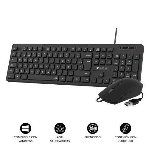 SUBBLIM Teclado Ergonómico y ratón Combo Business Slim Silencioso con cable USB - imagen 2