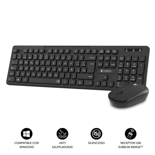 SUBBLIM Teclado Ergonómico y ratón Combo Business Slim Silencioso Inalámbrico 2.4G - imagen 2
