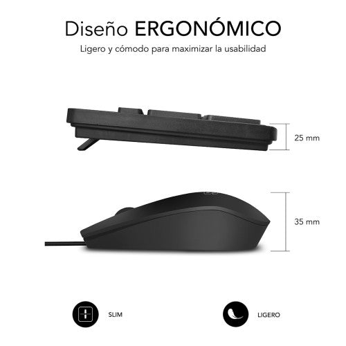 SUBBLIM Teclado Ergonómico y ratón Combo Business Slim Silencioso con cable USB - imagen 3