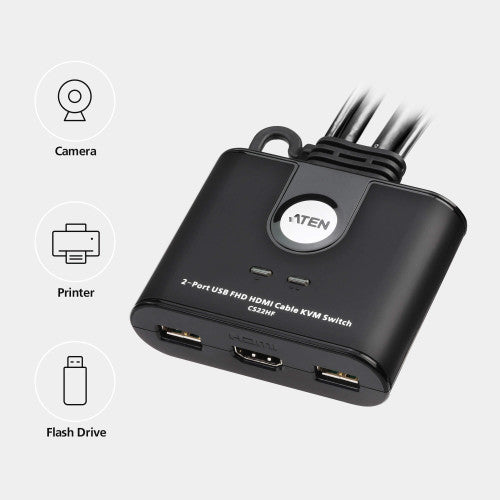 ATEN Switch KVM USB FHD HDMI de 2 puertos en formato cable - imagen 2
