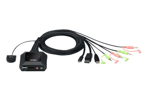 Imagen de ATEN Switch KVM en formato cable híbrido DisplayPort de 2 puertos USB-C