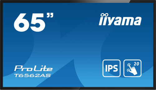 iiyama T6562AS-B1 pantalla de señalización Panel plano interactivo 163,8 cm (64.5") IPS 500 cd / m² 4K Ultra HD Negro Pantalla táctil Procesador incorporado Android 8.0 24/7 - imagen 1