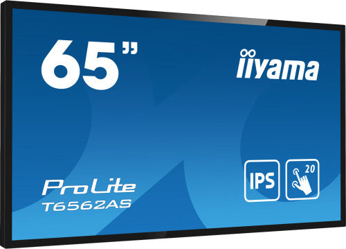 iiyama T6562AS-B1 pantalla de señalización Panel plano interactivo 163,8 cm (64.5") IPS 500 cd / m² 4K Ultra HD Negro Pantalla táctil Procesador incorporado Android 8.0 24/7 - imagen 2