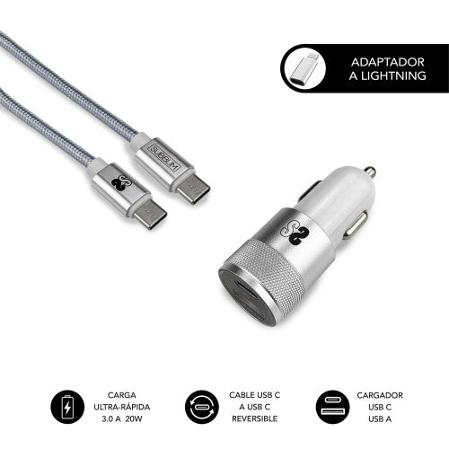 Subblim DUAL CAR CHARGER PD20W+QC3.0+C TO C/LIGHTNING S - imagen 1
