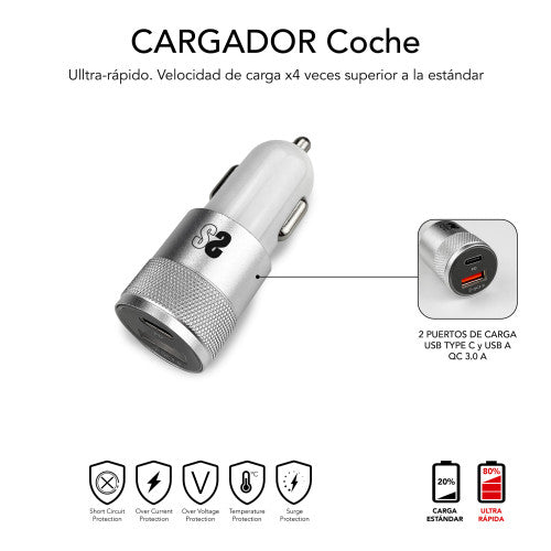 Subblim DUAL CAR CHARGER PD20W+QC3.0+C TO C/LIGHTNING S - imagen 3