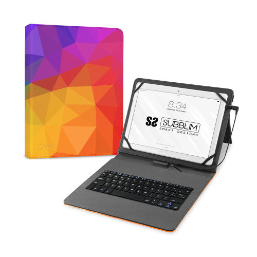 Subblim FUNDA CON TECLADO MICRO USB – TYPE C KEYTAB USB 11" TRIANGULOS - imagen 1