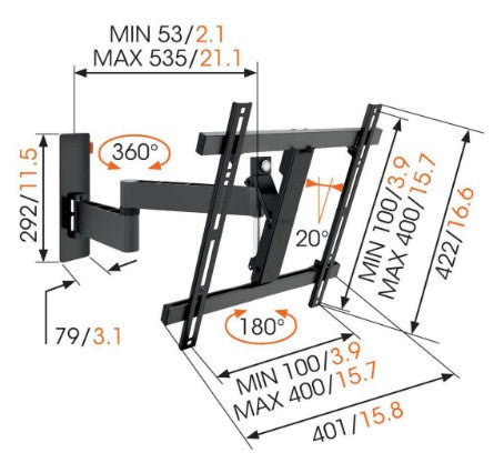 VOGELS WALL 3245 FULL-MOTION TV WALL MOUNT NEGRO - imagen 2