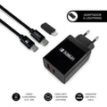 SUBBLIM CARGADOR ULTRA RAPIDO 2xUSB DE PARED PD25W+QC3.0+Cable C to C y lightning Negro - imagen 1