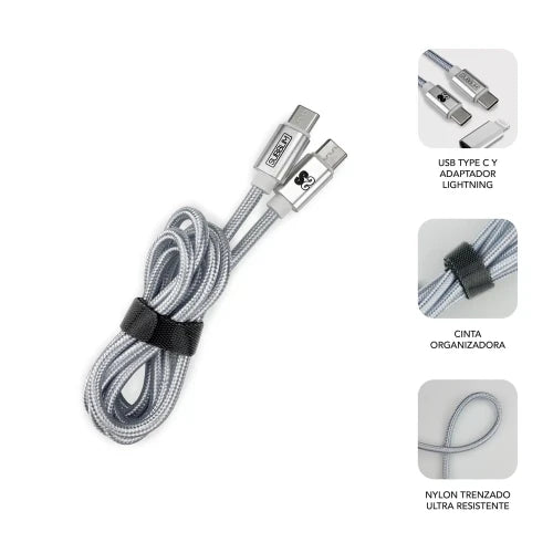 SUBBLIM CARGADOR ULTRA RAPIDO 2xUSB DE PARED PD25W+QC3.0+Cable C to C y lightning Blanco - imagen 2