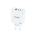 TooQ Cargador de Pared GaN 2USB-C/PD + USB-A/QC 65W, Blanco - imagen 1