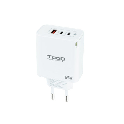 TooQ Cargador de Pared GaN 2USB-C/PD + USB-A/QC 65W, Blanco - imagen 1