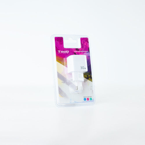 TooQ Cargador de Pared GaN USB-C/PD + USB-A/QC 30W, Blanco - imagen 2