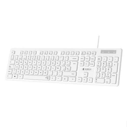 SUBBLIM Teclado Ergonómico Business Slim Silencioso con cable USB Blanco - imagen 1