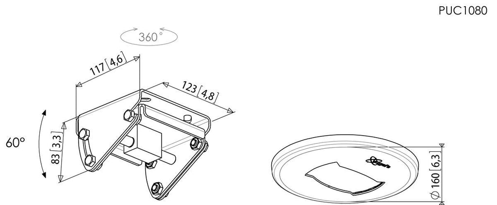 VOGELS GAMA PROFESIONAL PLACAS SUJECIÓN A TECHO GAMA CONNECT-IT PUC 1080 CONNECT-IT LARGE CEILING PLATE TILT AND TURN NEGRO (PUC1080) - imagen 3