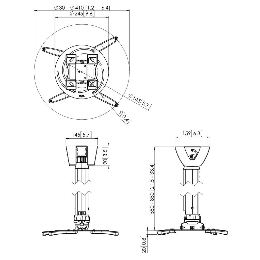 VOGELS GAMA PROFESIONAL SOPORTES DE PROYECTOR A TECHO Y ACCESORIOS PPC 2555 PROJECTOR CEILING MOUNT LENGTH 55-85CM PLATA (PPC2555) - imagen 2