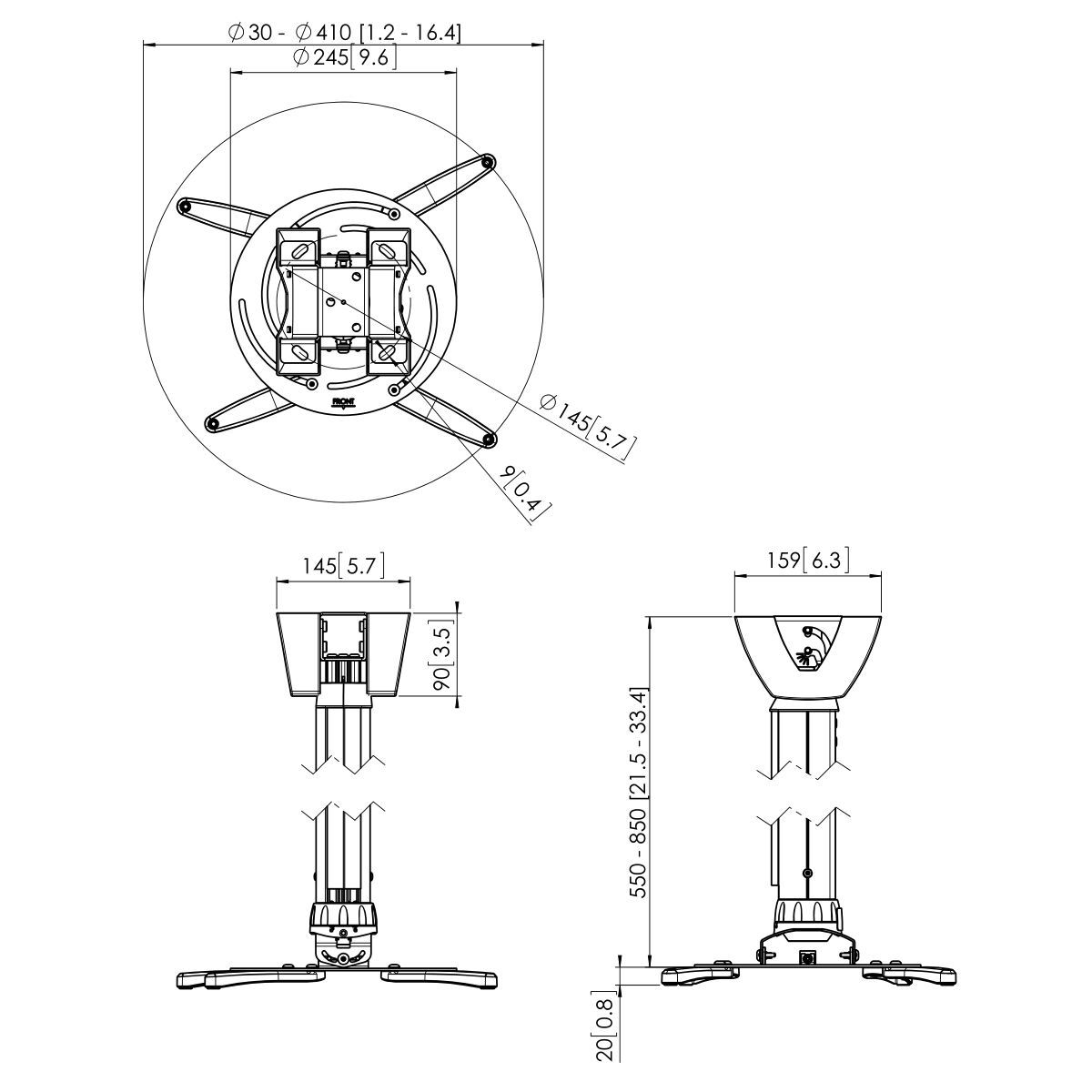 VOGELS GAMA PROFESIONAL SOPORTES DE PROYECTOR A TECHO Y ACCESORIOS PPC 2555 PROJECTOR CEILING MOUNT LENGTH 55-85CM PLATA (PPC2555) - imagen 2