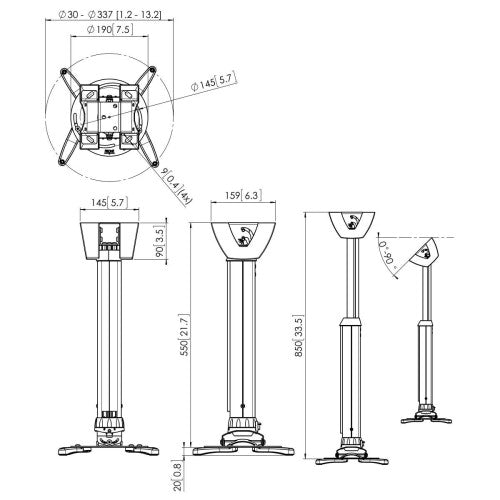 VOGELS GAMA PROFESIONAL SOPORTES DE PROYECTOR A TECHO Y ACCESORIOS PPC 1555 PROJECTOR CEILING MOUNT WHITE LENGTH 55-85CM BLANCO (PPC1555W) - imagen 2