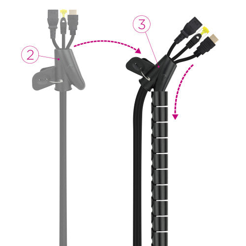 Nanocable Organizador de Cables Flexible 25 mm, Negro, 2 m - imagen 3