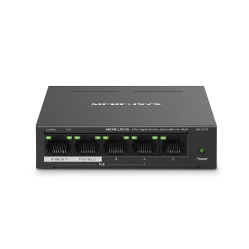 Mercusys MS105GP switch Gigabit Ethernet (10/100/1000) Energía sobre Ethernet (PoE) Negro - imagen 1