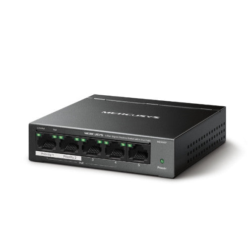 Mercusys MS105GP switch Gigabit Ethernet (10/100/1000) Energía sobre Ethernet (PoE) Negro - imagen 2