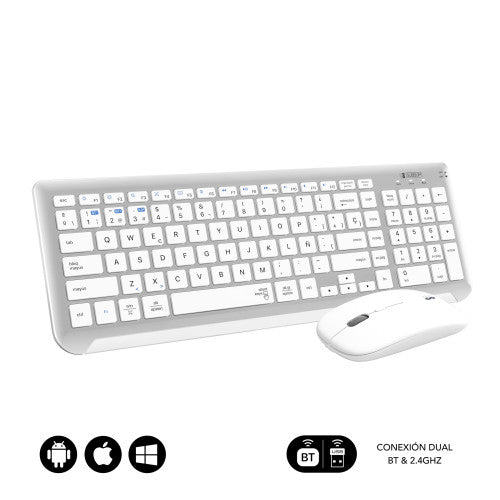 SUBBLIM Teclado con Ratón Bluetooth + 2.4G Combo Dual Prestige Extendido Plata/Blanco - imagen 2