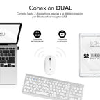 SUBBLIM Teclado con Ratón Bluetooth + 2.4G Combo Dual Prestige Extendido Plata/Blanco - imagen 3