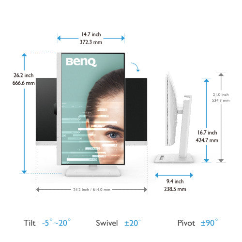 BENQ MONITOR GW2790QT (9H.LLGLA.TBE) (Q1'23) 27” IPS 2K QHD USB-C EYE-CARE, ALTAVOCES Y MICRÓFONO CON CANCELACION DE RUIDOS, REGULABLE ALTURA, DP OUT (MST) - imagen 3