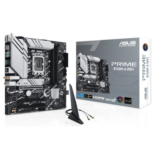 Asus PLACA ASUS PRIME B760M-A WIFI,INTEL,1700,B760,4DDR5,128GB,2HDMI+DP,4SATA+2M.2,2USB 3.2+USB-C,2.5GB+WIFI6E+BT5.2,MATX - imagen 1