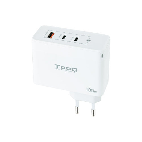 TooQ Cargador de Pared GaN 2xUSB-C/PD + USB-A/QC 100W, Blanco - imagen 1