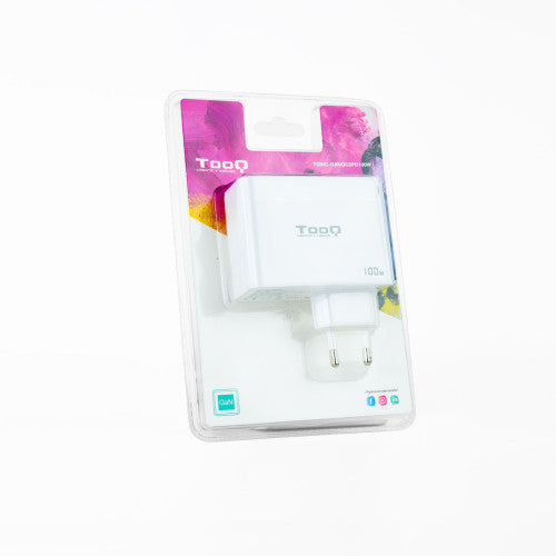 TooQ Cargador de Pared GaN 2xUSB-C/PD + USB-A/QC 100W, Blanco - imagen 2