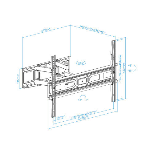 TooQ Soporte de pared para pantallas 37”- 80” - imagen 2