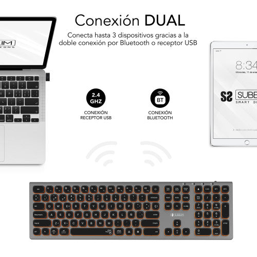 SUBBLIM Teclado Bluetooth/2.4G Master iluminado Ext G/N - imagen 3
