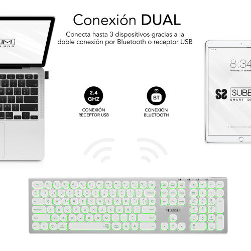 SUBBLIM Teclado Bluetooth/2.4G Master iluminado Ext P/B - imagen 3