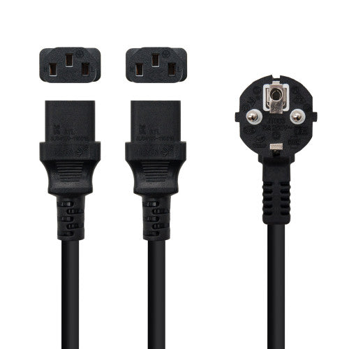 Nanocable Cable de Alimentación CEE7/M a 2xC13/H, Negro, 1.8 m - imagen 2