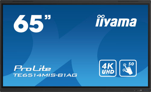 iiyama TE6514MIS-B1AG pantalla de señalización Panel plano interactivo 165,1 cm (65") LCD Wifi 435 cd / m² 4K Ultra HD Negro Pantalla táctil Procesador incorporado Android 24/7 - imagen 1