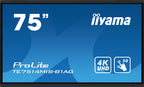 iiyama TE7514MIS-B1AG pantalla de señalización Panel plano interactivo 190,5 cm (75") LCD Wifi 435 cd / m² 4K Ultra HD Negro Pantalla táctil Procesador incorporado Android 24/7 - imagen 1