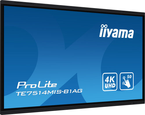 iiyama TE7514MIS-B1AG pantalla de señalización Panel plano interactivo 190,5 cm (75") LCD Wifi 435 cd / m² 4K Ultra HD Negro Pantalla táctil Procesador incorporado Android 24/7 - imagen 3