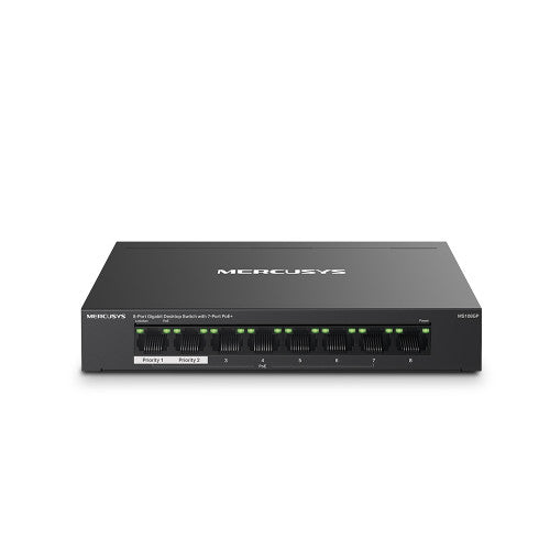Mercusys MS108GP switch Gestionado Gigabit Ethernet (10/100/1000) Energía sobre Ethernet (PoE) Negro - imagen 1