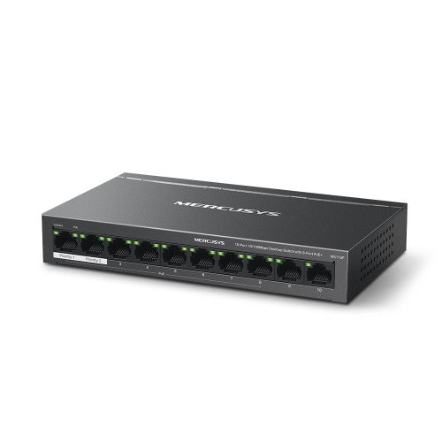 Mercusys MS110P switch Gestionado Fast Ethernet (10/100) Energía sobre Ethernet (PoE) Negro - imagen 2