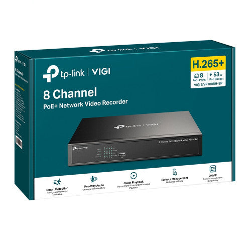 TP-Link NVR PoE+ VIGI NVR1008H-8P 8 Canales 8MP H.265+ Salidas HDMI y VGA - imagen 3