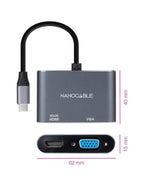 NANOCABLE CONVERSOR USB-C/M A HDMI/H-VGA/H 4K GRIS 15 CM - imagen 1
