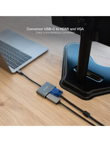 NANOCABLE CONVERSOR USB-C/M A HDMI/H-VGA/H 4K GRIS 15 CM - imagen 2