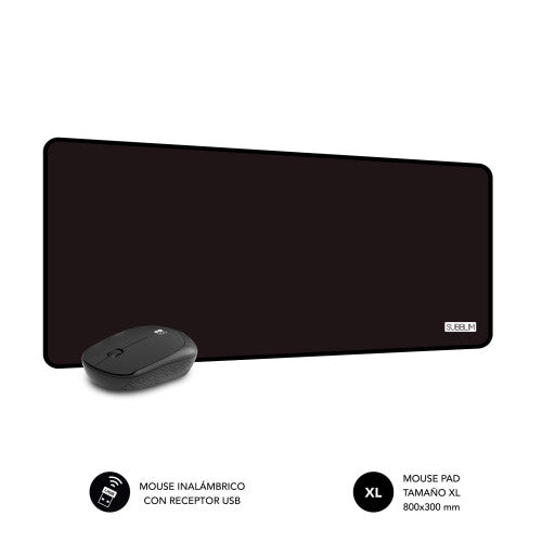 SUBBLIM Alfombrilla con Ratón Harmony Pack Mousepad XL + Wireless Mouse Black - imagen 2