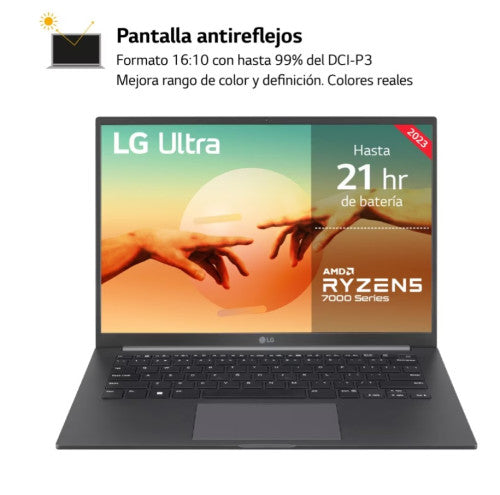 Imagen de LG PORTATIL (14U70R-G.AP56B) ULTRA PRO, 14", RYZEN5, 8GB RAM, 512GB SSD, GRIS