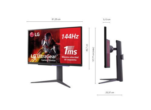 LG MONITOR (27GR93U-B) 27"/16:9/ULTRA GEAR GAMING/4K 3840 X 2160/IPS/1 MS/144 HZ/FREE SYNC/2X HDMI/DP/3X USB-A - imagen 2